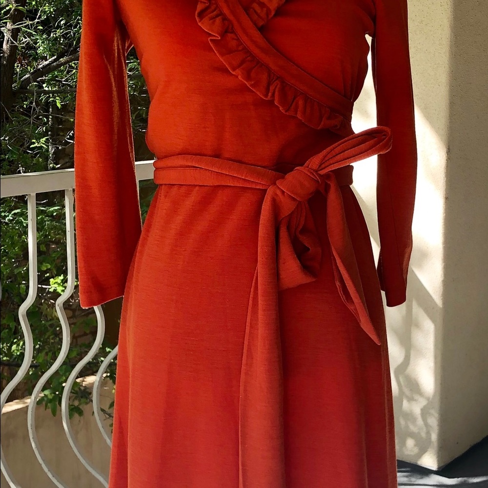 Banana Republic sz M deep orange wrap dress.